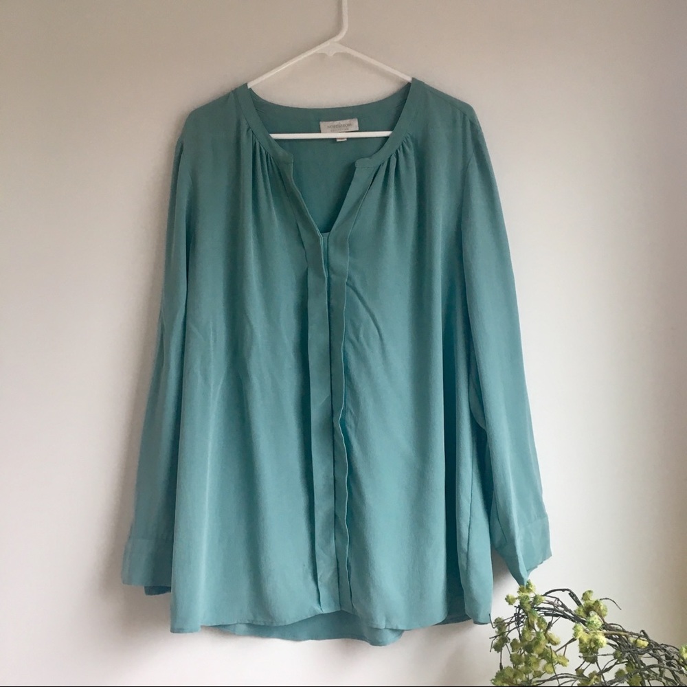 Nordstrom Mint Silk Blouse NWOT